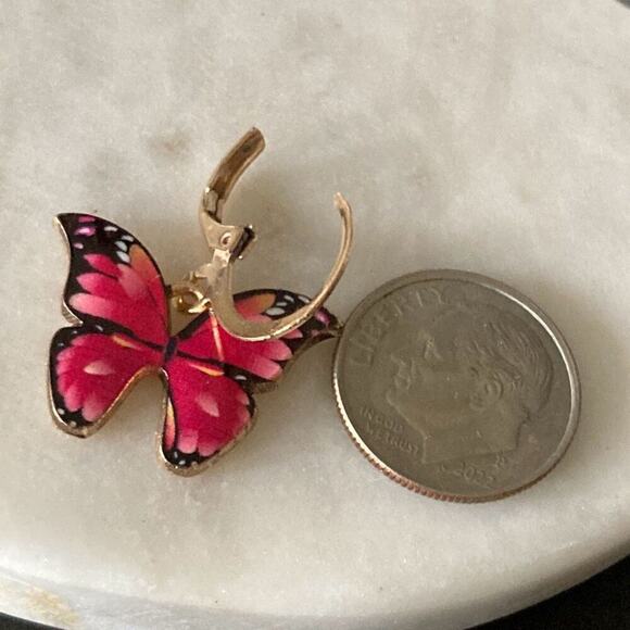 Hoop Earrings gold  butterfly - Picture 2 of 2